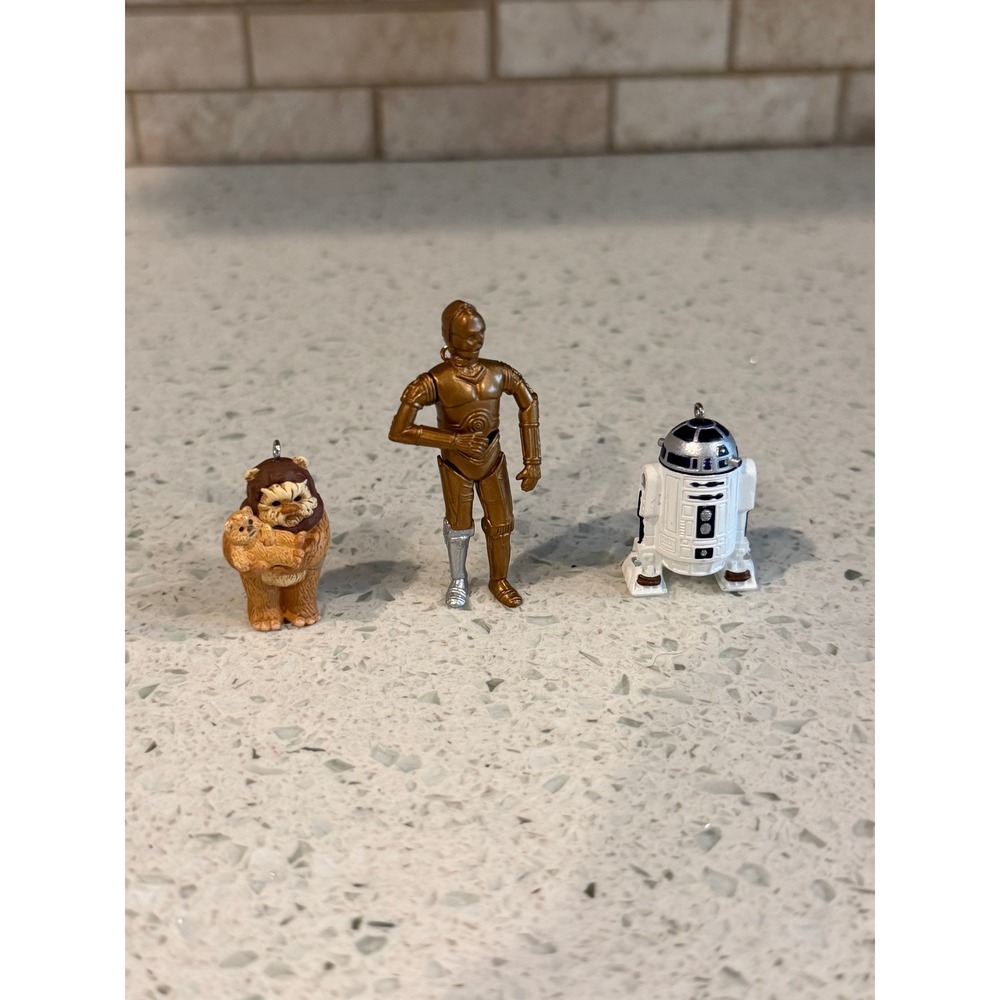 Vintage Star Wars Hallmark Miniature Ornament Lot C-3PO R2-D2 Ewok